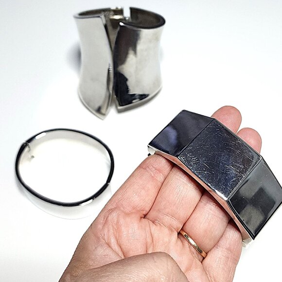 Chunky silver cuff bracelet bundle - Picture 2 of 7